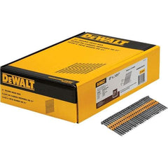 DeWALT - 9 Gauge 3" Long Framing Nails for Power Nailers - Steel, Bright Finish, Smooth Shank, Angled Stick Collation, Round Head - Americas Industrial Supply
