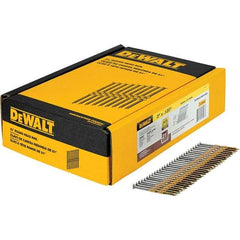 DeWALT - 11 Gauge 3" Long Framing Nails for Power Nailers - Steel, Galvanized Finish, Ring Shank, Angled Stick Collation, Round Head - Americas Industrial Supply