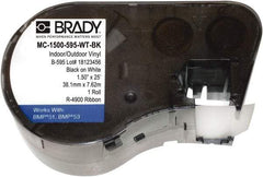 Brady - 1-1/2" Wide, Black & White Vinyl Labels - For BMP51 Label Printer, BMP53 Label Printer - Americas Industrial Supply