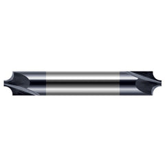 Corner Rounding End Mills - 0.0200″ Radius × 0.0470″ (3/64″) Pilot Diameter Carbide Corner Rounding End Mill DE, 2 Flutes, AlTiN Coated - Exact Industrial Supply