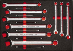 Proto - 15 Piece, 5/16" to 1-1/4", 12 Point Spline Combination Wrench Set - Inch Measurement Standard, Satin Finish, Comes in Roll Pouch - Americas Industrial Supply