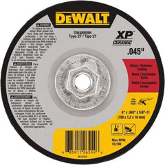 DeWALT - 24 Grit, 6" Wheel Diam, Type 27 Depressed Center Wheel - Coarse/Medium Grade, Ceramic, N Hardness, 10,100 Max RPM - Americas Industrial Supply