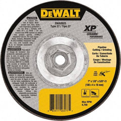 DeWALT - 24 Grit, 7" Wheel Diam, Type 27 Depressed Center Wheel - Coarse/Medium Grade, Ceramic, N Hardness, 8,700 Max RPM - Americas Industrial Supply
