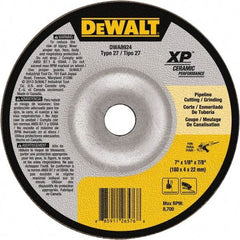 DeWALT - 24 Grit, 7" Wheel Diam, 7/8" Arbor Hole, Type 27 Depressed Center Wheel - Coarse/Medium Grade, Ceramic, N Hardness, 8,700 Max RPM - Americas Industrial Supply