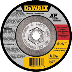 DeWALT - 24 Grit, 5" Wheel Diam, Type 27 Depressed Center Wheel - Coarse/Medium Grade, Ceramic, N Hardness, 12,200 Max RPM - Americas Industrial Supply