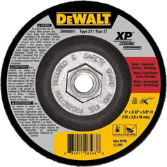 DeWALT - 24 Grit, 5" Wheel Diam, Type 27 Depressed Center Wheel - Coarse/Medium Grade, Ceramic, N Hardness, 12,200 Max RPM - Americas Industrial Supply