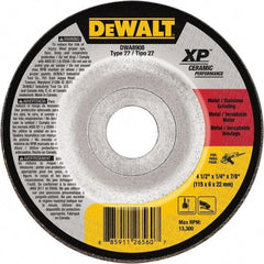 DeWALT - 24 Grit, 4-1/2" Wheel Diam, 7/8" Arbor Hole, Type 27 Depressed Center Wheel - Coarse/Medium Grade, Ceramic, N Hardness, 13,300 Max RPM - Americas Industrial Supply