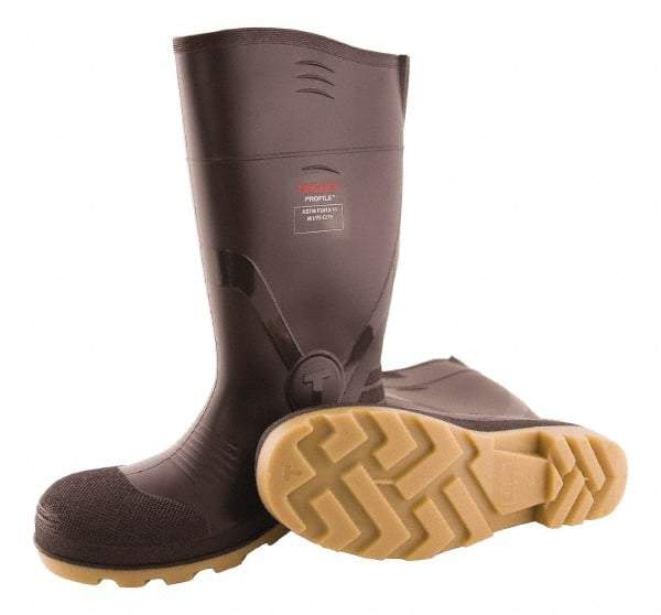 Tingley - Unisex Size 9 Medium Width Composite Knee Boot - Brown, Crepe, PVC Upper, PVC Outsole, 15" High, Pull-On - Americas Industrial Supply