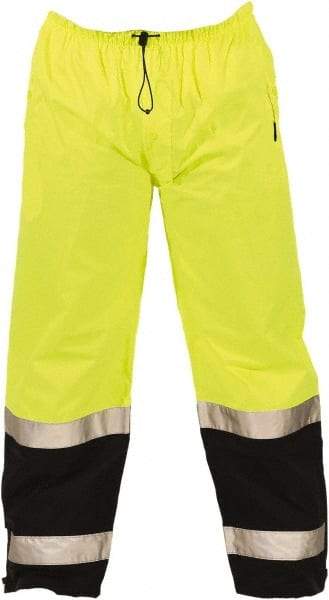 Tingley - Size S Polyurethane on 75 Denier Ripstop Polyester High-Visibility Pants - Snap Closure, No Pockets, 32" to 34" Waist, 28" Inseam, Yellow/Green, ANSI 107-2015 Class E - Americas Industrial Supply