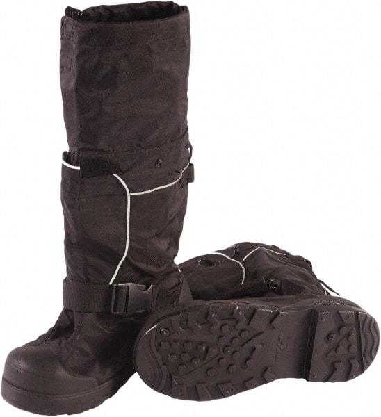 Tingley - Men's 2XL Traction Overboots - 20" High, Plain Toe, Cleated & Studded Sole, Rubber Upper, Black, 100% Liquid Proof, Reflective & 6\x94 Roll-A-Way Gaiter - Americas Industrial Supply