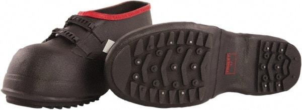 Tingley - Men's 14 Traction Overboots - 5" High, Plain Toe, Cleated & Studded Sole, Rubber Upper, Black, 100% Liquid Proof, 2 Buckle - Americas Industrial Supply