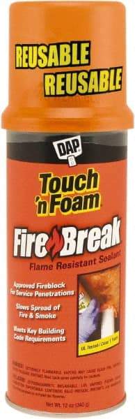 DAP - 12 oz Aerosol Orange Polyurethane Fire Barrier Foam - 10 to 25 min Tack Free Dry Time, 4 hr Full Cure Time - Americas Industrial Supply