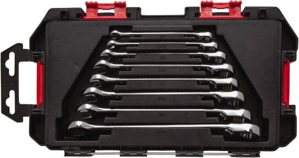 Blackhawk by Proto - 7 Piece, 1/4" to 11/16", Reversible Ratcheting Combination Wrench Set - Inch Measurement Standard, Chrome Finish, Comes in Case - Americas Industrial Supply