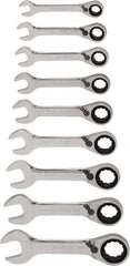 Blackhawk by Proto - 13 Piece, 6mm to 19mm, Stubby Ratcheting Combination Wrench Set - Metric Measurement Standard, Chrome Finish, Canvas Roll - Americas Industrial Supply