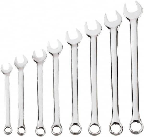 Blackhawk by Proto - 8 Piece, 10mm to 17mm, 6, 12 Point Combination Wrench Set - Metric Measurement Standard, Chrome Finish, Comes in Case - Americas Industrial Supply