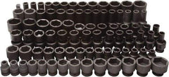 Blackhawk by Proto - 86 Piece 3/8" & 1/2" Drive Deep Well Impact Socket Set - 6 Points, 5/16" to 1" (7mm to 22mm) Range, Inch/Metric Measurement Standard - Americas Industrial Supply