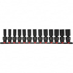 Blackhawk by Proto - 13 Piece 1/2" Drive Deep Well Impact Socket Set - 6 Points, 12mm to 24mm Range, Metric Measurement Standard - Americas Industrial Supply