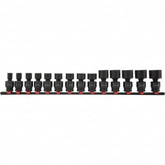 Blackhawk by Proto - 14 Piece 1/2" Drive Impact Socket Set - 6 Points, 7/16" to 1-1/4" Range, Inch Measurement Standard - Americas Industrial Supply