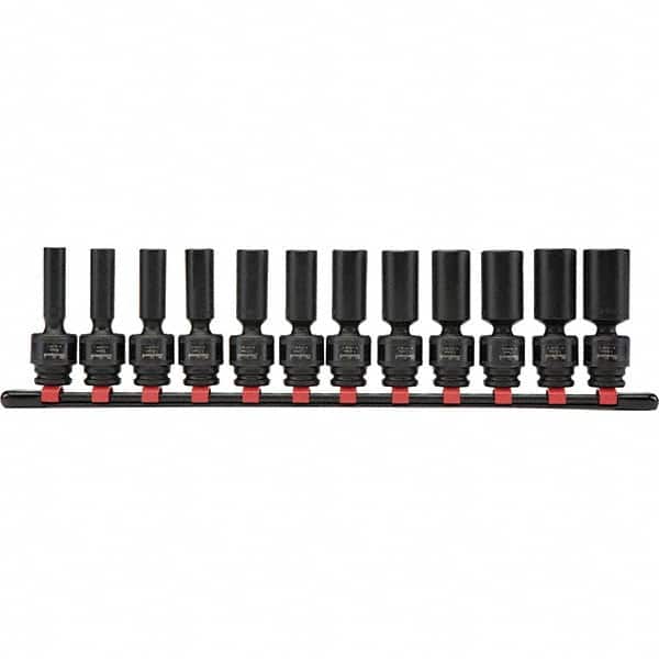 Blackhawk by Proto - 12 Piece 3/8" Drive Deep Well Impact Socket Set - 6 Points, 8mm to 19mm Range, Metric Measurement Standard - Americas Industrial Supply
