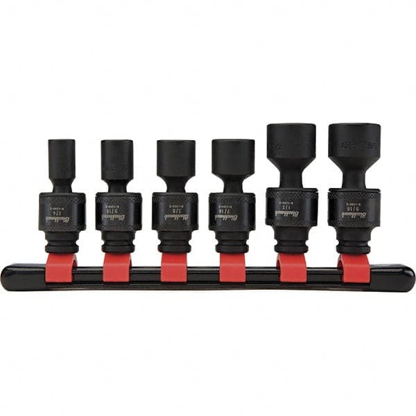 Blackhawk by Proto - 6 Piece 1/4" Drive Impact Socket Set - 6 Points, 1/4" to 9/16" Range, Inch Measurement Standard - Americas Industrial Supply
