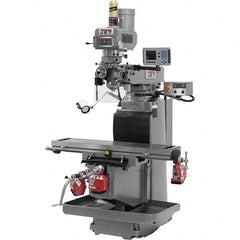 Jet - 54" Table Width x 12" Table Length, Variable Speed Pulley Control, 3 Phase Knee Milling Machine - R8 Spindle Taper, 5 hp - Americas Industrial Supply