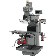 Jet - 54" Table Width x 12" Table Length, Variable Speed Pulley Control, 3 Phase Knee Milling Machine - NST40 Spindle Taper, 5 hp - Americas Industrial Supply