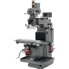 Jet - 54" Table Width x 12" Table Length, Variable Speed Pulley Control, 3 Phase Knee Milling Machine - NST40 Spindle Taper, 5 hp - Americas Industrial Supply