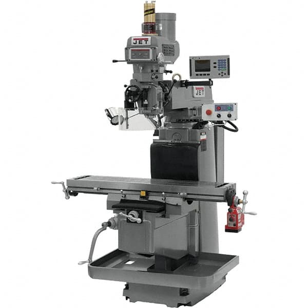 Jet - 54" Table Width x 12" Table Length, Variable Speed Pulley Control, 3 Phase Knee Milling Machine - NST40 Spindle Taper, 5 hp - Americas Industrial Supply