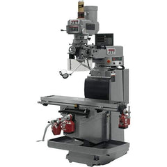 Jet - 54" Table Width x 12" Table Length, Variable Speed Pulley Control, 3 Phase Knee Milling Machine - R8 Spindle Taper, 5 hp - Americas Industrial Supply