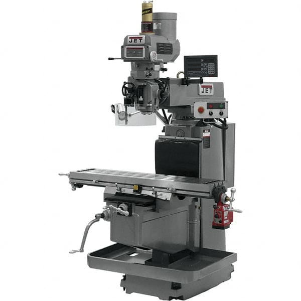 Jet - 54" Table Width x 12" Table Length, Electronic Variable Speed Control, 3 Phase Knee Milling Machine - NST40 Spindle Taper, 5 hp - Americas Industrial Supply