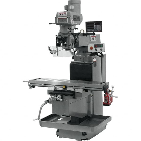 Jet - 54" Table Width x 12" Table Length, Electronic Variable Speed Control, 3 Phase Knee Milling Machine - NST40 Spindle Taper, 5 hp - Americas Industrial Supply