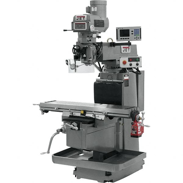 Jet - 54" Table Width x 12" Table Length, Electronic Variable Speed Control, 3 Phase Knee Milling Machine - NST40 Spindle Taper, 5 hp - Americas Industrial Supply