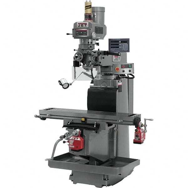 Jet - 54" Table Width x 12" Table Length, Electronic Variable Speed Control, 3 Phase Knee Milling Machine - R8 Spindle Taper, 5 hp - Americas Industrial Supply