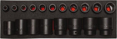 Proto - 19 Piece 1/2" Drive Black Finish Impact Socket Set - 6 Points, 3/8" to 1-1/2" Range, Inch Measurement Standard - Americas Industrial Supply