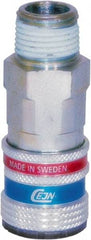 CEJN - 1/2 Male NPT ARO Pneumatic Hose Safety Coupler - Steel/Brass, 1/4" Body Diam - Americas Industrial Supply