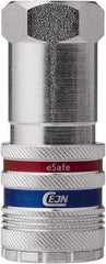 CEJN - 3/8 Female NPT Industrial Pneumatic Hose Safety Coupler - Steel/Brass, 1/2" Body Diam - Americas Industrial Supply