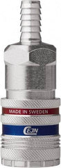 CEJN - Hose Barb Industrial Pneumatic Hose Safety Coupler - Steel/Brass, 1/2" Body Diam, 1/2" Hose ID - Americas Industrial Supply