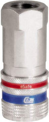 CEJN - 3/8 Female NPT Industrial Pneumatic Hose Safety Coupler - Steel/Brass, 3/8" Body Diam - Americas Industrial Supply