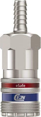 CEJN - Hose Barb Industrial Pneumatic Hose Safety Coupler - Steel/Brass, 3/8" Body Diam, 3/8" Hose ID - Americas Industrial Supply