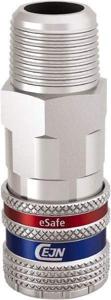 CEJN - 3/8 Male NPT European High Flow Pneumatic Hose Safety Coupler - Steel/Brass, 3/8" Body Diam - Americas Industrial Supply