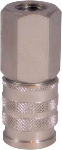 CEJN - 1/4 Female NPT Industrial Pneumatic Hose Coupler - Stainless Steel, 1/4" Body Diam - Americas Industrial Supply