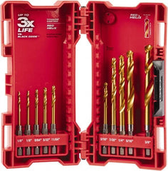 Milwaukee Tool - 1/8 to 3/8", 135° Point, TiN Finish, Titanium Hex Shank Drill Bit Set - Americas Industrial Supply