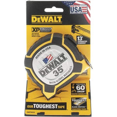 DeWALT - 35' x 1-1/4" Yellow Steel Blade Tape Measure - 1/16" Graduation, Yellow/Black ABS Plastic Case - Americas Industrial Supply