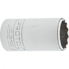 Proto - 3/8" Drive, Intermediate Hand Socket - 12 Points, 1-25/32" OAL, Steel, Full Polish Finish - Americas Industrial Supply