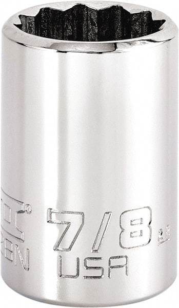 Proto - 7/8", 3/8" Drive, Intermediate Hand Socket - 12 Points, 1-47/64" OAL, Steel, Full Polish Finish - Americas Industrial Supply