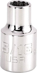 Proto - 5/16", 3/8" Drive, Intermediate Hand Socket - 12 Points, 1-15/64" OAL, Steel, Full Polish Finish - Americas Industrial Supply