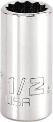 Proto - 1/2", 3/8" Drive, Intermediate Hand Socket - 12 Points, 1-15/64" OAL, Steel, Full Polish Finish - Americas Industrial Supply