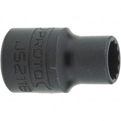 Proto - 11/32", 3/8" Drive, Intermediate Hand Socket - 12 Points, 1-7/64" OAL, Steel, Black Finish - Americas Industrial Supply