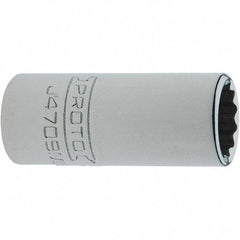 Proto - 1/4" Drive, Intermediate Hand Socket - 12 Points, 1-17/64" OAL, Steel, Full Polish Finish - Americas Industrial Supply