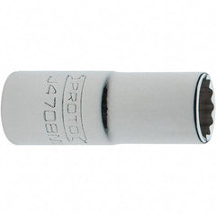 Proto - 1/4" Drive, Intermediate Hand Socket - 12 Points, 1-17/64" OAL, Steel, Full Polish Finish - Americas Industrial Supply